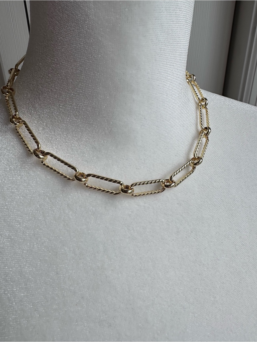 Gold tone Rope-Textured Link Necklace with magnetic clasp